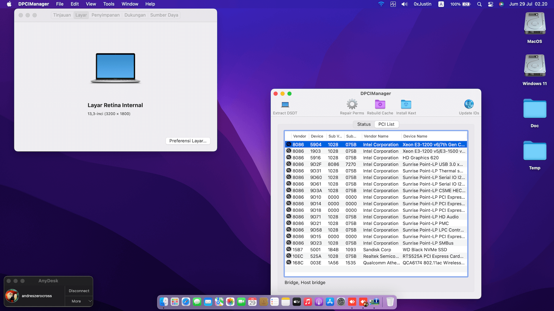 Dell XPS 13 9360 [KabyLake   Intel HD 620 + I2C + 4K]   OpenCore 2